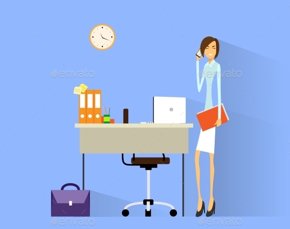 GraphicRiver Business Woman Cell Phone Call At Desk In Office 11451269 GraphicRiver Business Woman Cell Phone Call At Desk In Office 11451269