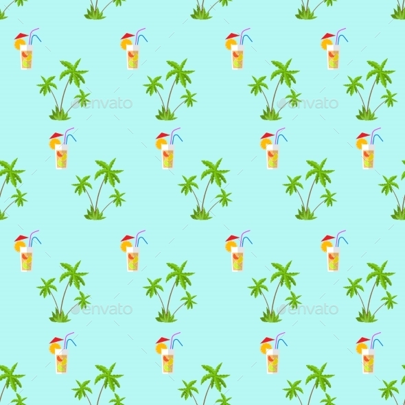 GraphicRiver Plam Tree Green Pattern With Cocktail Straw Vector 11451288 GraphicRiver Plam Tree Green Pattern With Cocktail Straw Vector 11451288