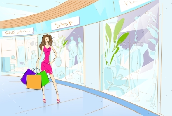 GraphicRiver Woman Shopping Bags Modern Luxury Shop Mall 11451484 GraphicRiver Woman Shopping Bags Modern Luxury Shop Mall 11451484