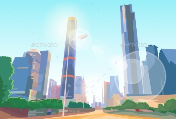 GraphicRiver Road To Modern City View Skyscraper Cityscape 11451532 GraphicRiver Road To Modern City View Skyscraper Cityscape 11451532