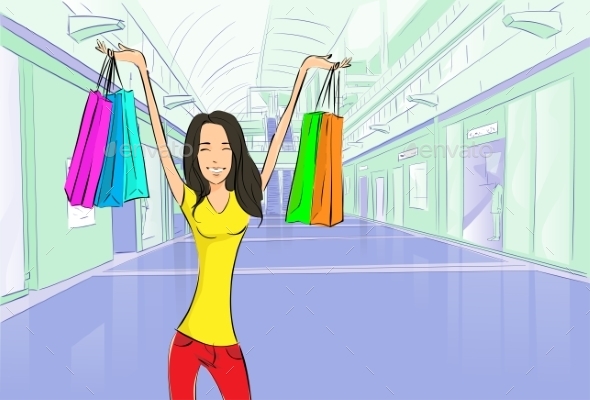GraphicRiver Woman Shopping Bags Modern Luxury Shop Mall 11451948 GraphicRiver Woman Shopping Bags Modern Luxury Shop Mall 11451948