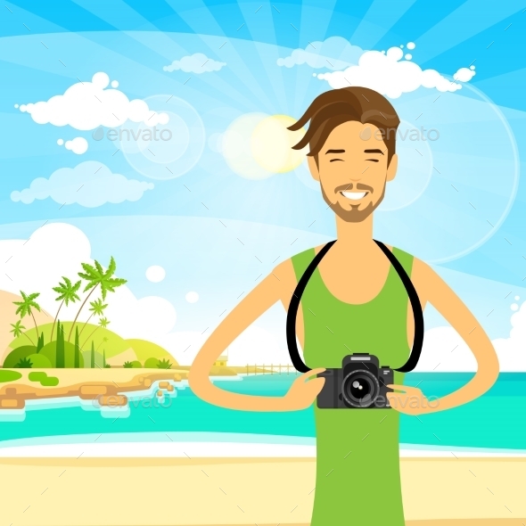 GraphicRiver Man Tourist With Photo Camera Summer Travel 11451962 GraphicRiver Man Tourist With Photo Camera Summer Travel 11451962