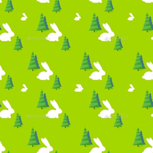 GraphicRiver Green Tree White Rabbit Pattern Vector 11451964 GraphicRiver Green Tree White Rabbit Pattern Vector 11451964