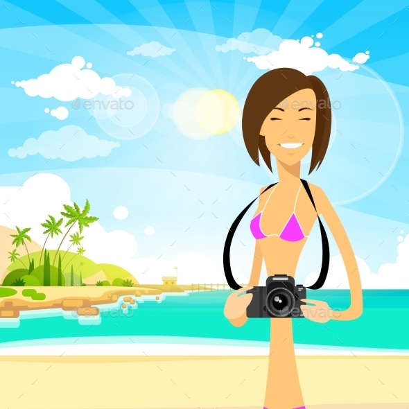 GraphicRiver Woman Tourist With Photo Camera Summer Travel 11451987 GraphicRiver Woman Tourist With Photo Camera Summer Travel 11451987