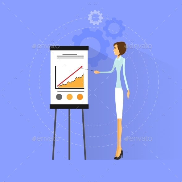 GraphicRiver Businesswoman Show Graph Flat Design Vector 11452114 GraphicRiver Businesswoman Show Graph Flat Design Vector 11452114
