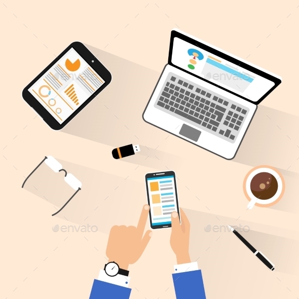 GraphicRiver Businessman Use Phone At Workplace Top View Desk 11452167 GraphicRiver Businessman Use Phone At Workplace Top View Desk 11452167