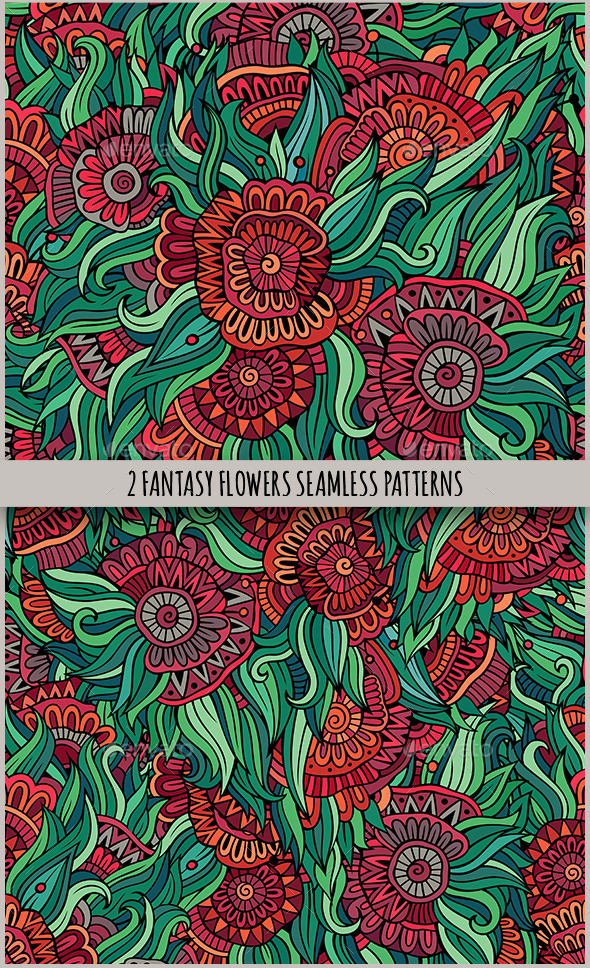 GraphicRiver 2 Floral Fantasy Seamless Pattern 11452457 GraphicRiver 2 Floral Fantasy Seamless Pattern 11452457