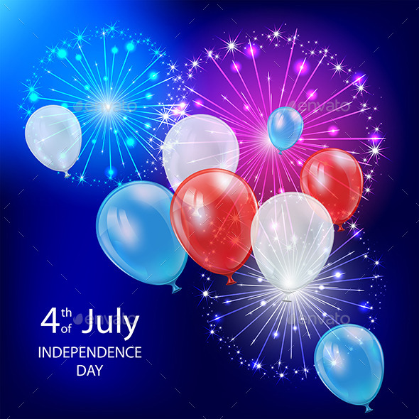 GraphicRiver Independence Day Balloons and Fireworks 11453478 GraphicRiver Independence Day Balloons and Fireworks 11453478