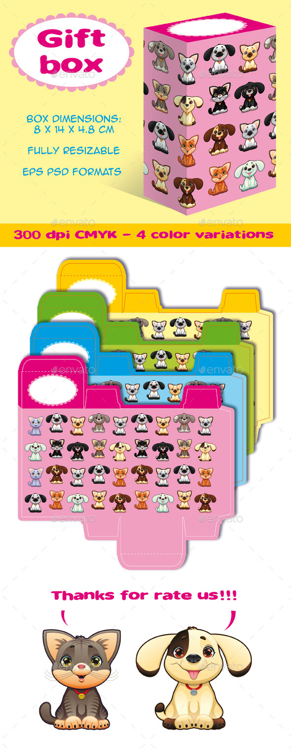 GraphicRiver Gift box with cute pets 11399840 GraphicRiver Gift box with cute pets 11399840