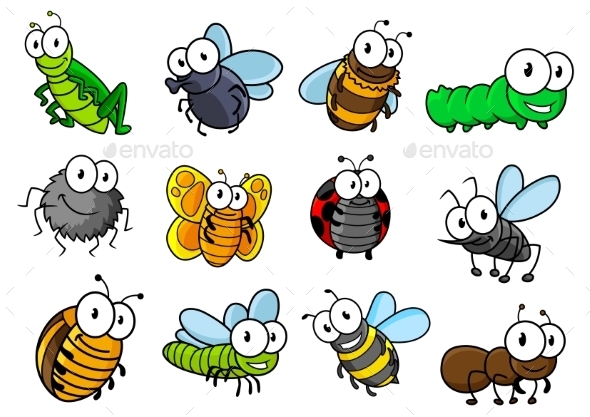 GraphicRiver Colorful Set Of Cartoon Insects Characters 11455500 GraphicRiver Colorful Set Of Cartoon Insects Characters 11455500