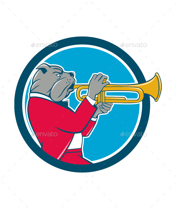 GraphicRiver Bulldog Blowing Trumpet Side Circle Cartoon 11458105 GraphicRiver Bulldog Blowing Trumpet Side Circle Cartoon 11458105