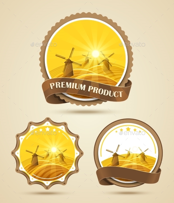 GraphicRiver Set Of Windmills Labels 11458108 GraphicRiver Set Of Windmills Labels 11458108