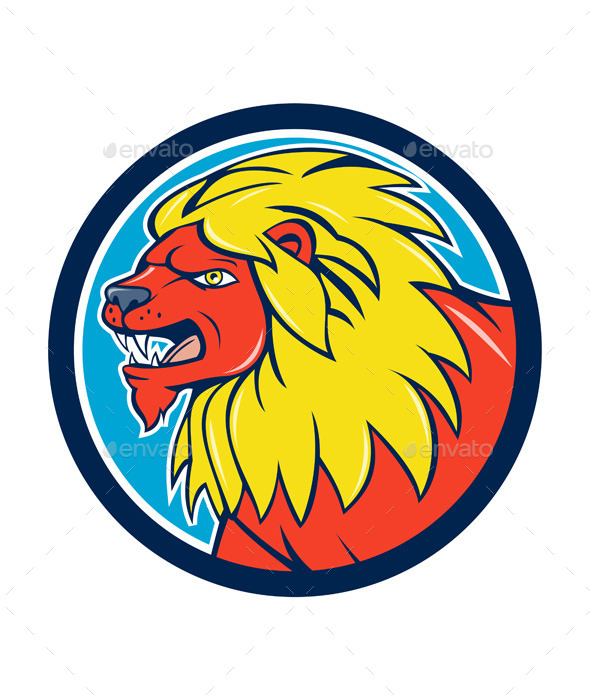 GraphicRiver Angry Lion Head Roar Circle Cartoon 11458316 GraphicRiver Angry Lion Head Roar Circle Cartoon 11458316