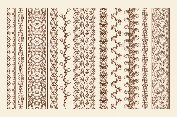 GraphicRiver Hand Drawn Mehndi Borders 11458317 GraphicRiver Hand Drawn Mehndi Borders 11458317