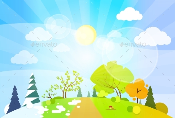 GraphicRiver Four Seasons Landscape 11458997 GraphicRiver Four Seasons Landscape 11458997
