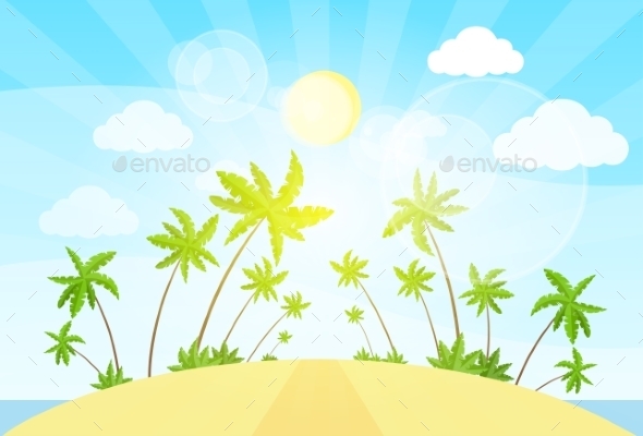 GraphicRiver Topical Island with Palm Trees and Ocean 11459266 GraphicRiver Topical Island with Palm Trees and Ocean 11459266