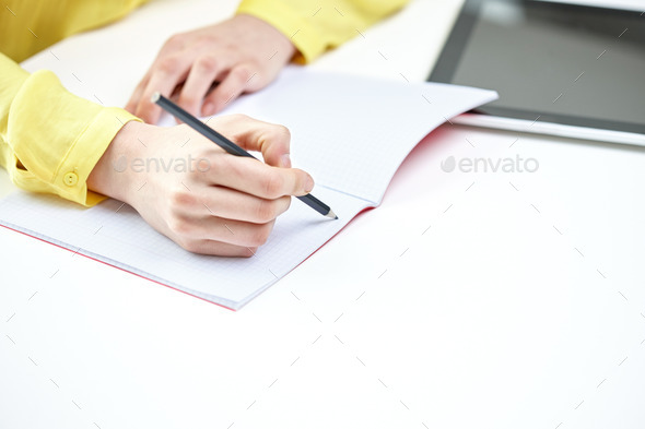 close up of female hands writing to notebook (Misc) Photo Download