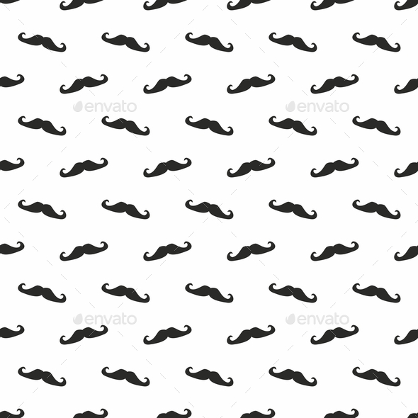 Seamless pattern with black mustaches on white background (Misc) Photo Download