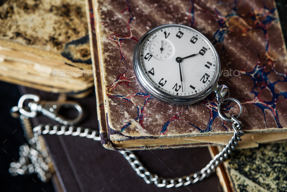 Old books and pocket watch (Misc) Photo Download