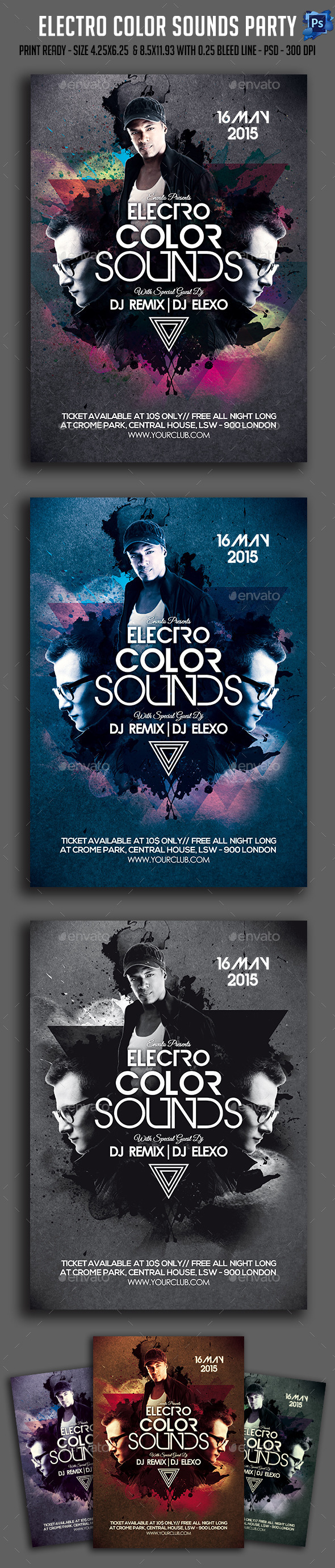 Electro Color Sounds Party Flyer (Clubs & Parties)