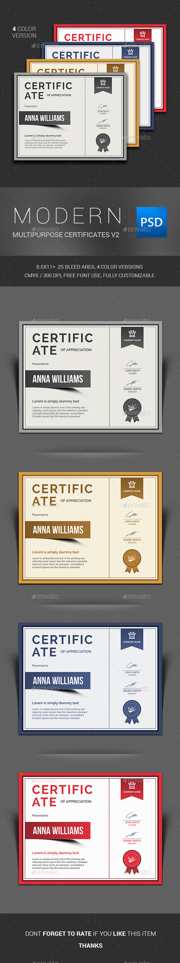 GraphicRiver Modern Multipurpose Certificates V2 11462947 GraphicRiver Modern Multipurpose Certificates V2 11462947