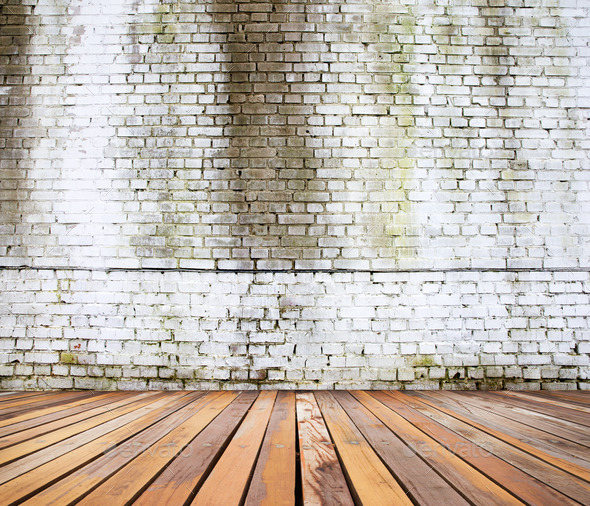 white brick wall and wood floor Stock Image Everypixel