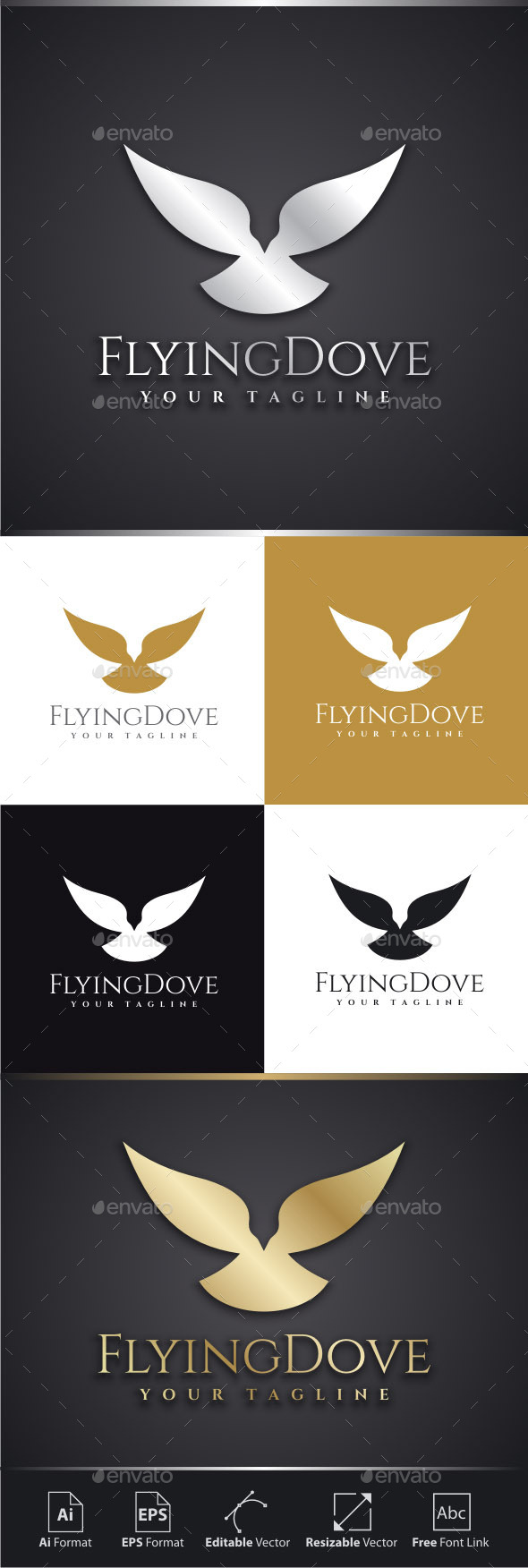 Flying Dove Logo (Animals)