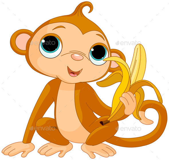 GraphicRiver Monkey with Banana 11466122 GraphicRiver Monkey with Banana 11466122
