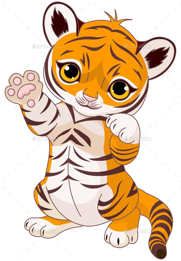 Playful Tiger Cub (Animals)