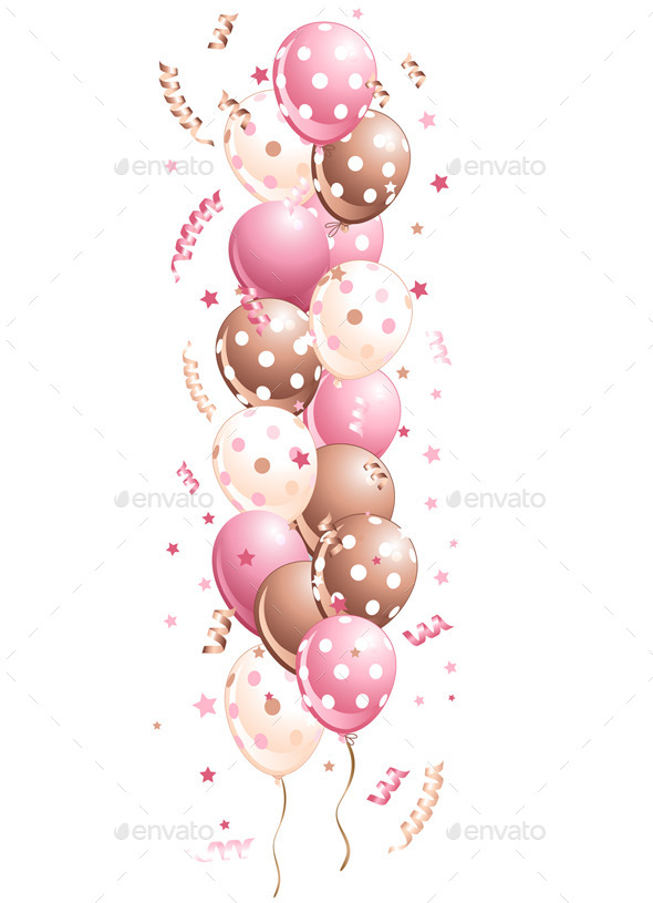 Pink Holiday Balloons in Line (Decorative Symbols)