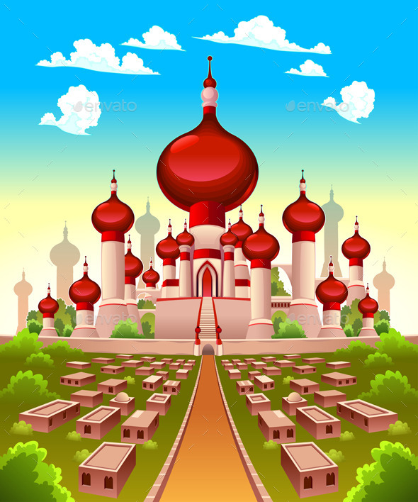 GraphicRiver Landscape with Arabian castle 11467821 GraphicRiver Landscape with Arabian castle 11467821