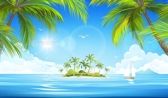 GraphicRiver Tropical Island Vector 11468846 GraphicRiver Tropical Island Vector 11468846