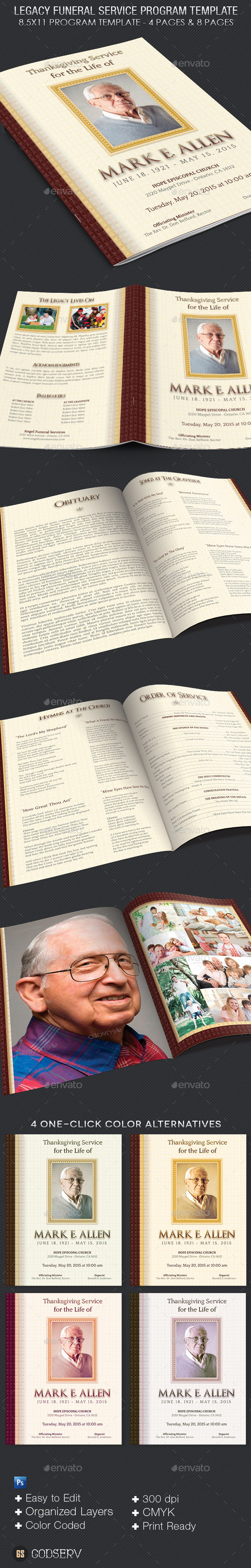 Legacy Funeral Service Program Template