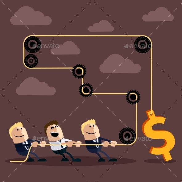 GraphicRiver Happy Businessman Pulling Rope With Dollar 11471923 GraphicRiver Happy Businessman Pulling Rope With Dollar 11471923