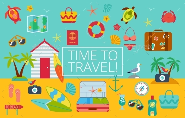 GraphicRiver Flat Icons Set Of Traveling 11476664 GraphicRiver Flat Icons Set Of Traveling 11476664