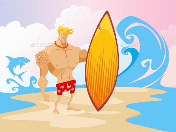 GraphicRiver Surfer On The Beach Character 11476823 GraphicRiver Surfer On The Beach Character 11476823