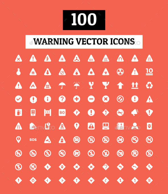 GraphicRiver 100 Warning Vector Icons 11476998 GraphicRiver 100 Warning Vector Icons 11476998