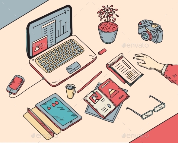 GraphicRiver Top View Sketch Hand Drawn Office Or Fome 11480477 GraphicRiver Top View Sketch Hand Drawn Office Or Fome 11480477