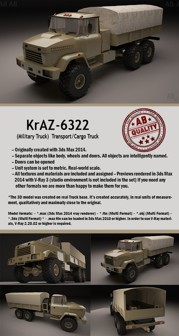 Military Truck KrAZ-6322 Transport Cargo Military Truck KrAZ-6322 Transport Cargo