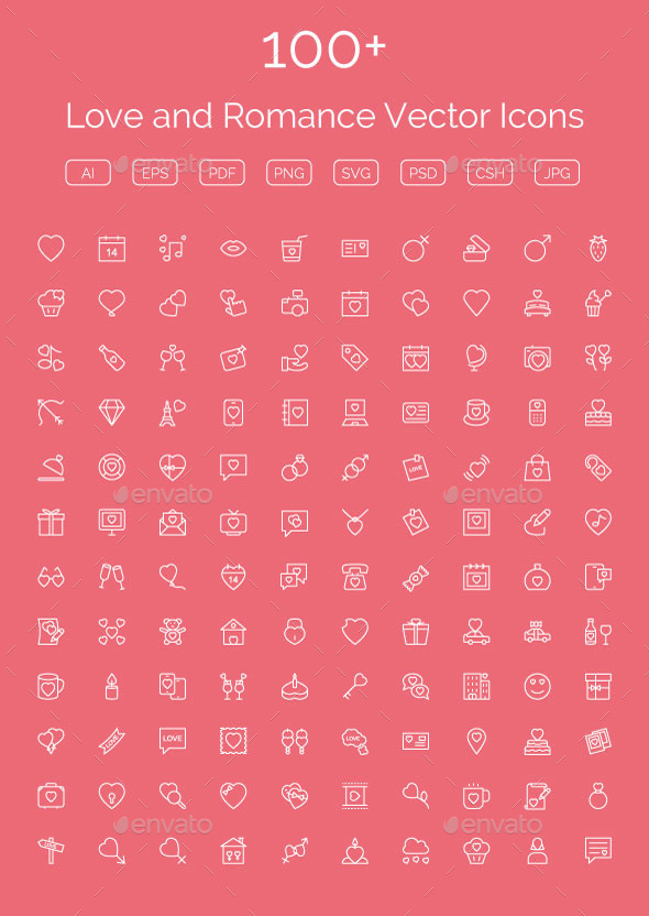 GraphicRiver 100& Love and Romance Vector Icons 11489271 GraphicRiver 100& Love and Romance Vector Icons 11489271