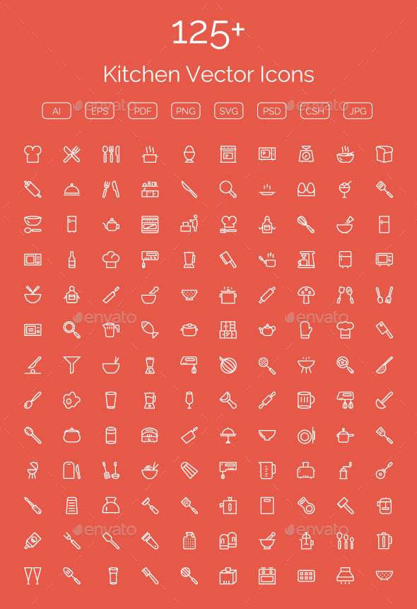 GraphicRiver 125& Kitchen Vector Icons 11489391 GraphicRiver 125& Kitchen Vector Icons 11489391