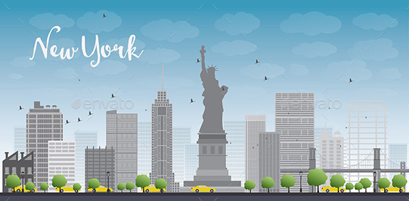 GraphicRiver New York City Skyline with Blue Sky and Clouds 11489491 GraphicRiver New York City Skyline with Blue Sky and Clouds 11489491