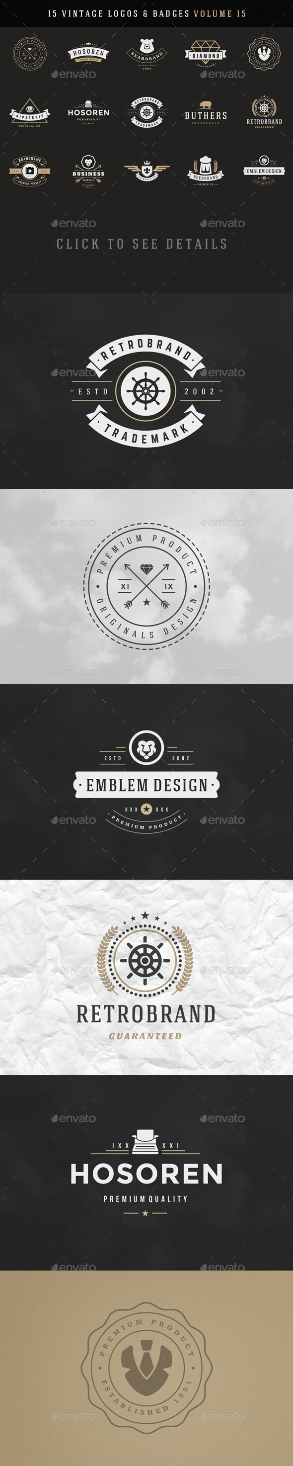 GraphicRiver 15 Retro Vintage Logotypes or Badges 11489597 GraphicRiver 15 Retro Vintage Logotypes or Badges 11489597