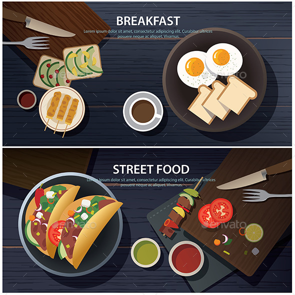 GraphicRiver Breakfast and Street Food Banner 11491150 GraphicRiver Breakfast and Street Food Banner 11491150