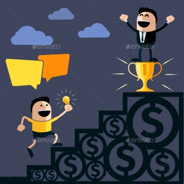 GraphicRiver Businessman On Pedestal With Cup 11493143 GraphicRiver Businessman On Pedestal With Cup 11493143