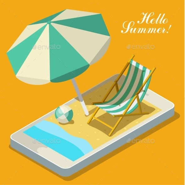 GraphicRiver Vacation With Mobile Phone Concept 11494214 GraphicRiver Vacation With Mobile Phone Concept 11494214