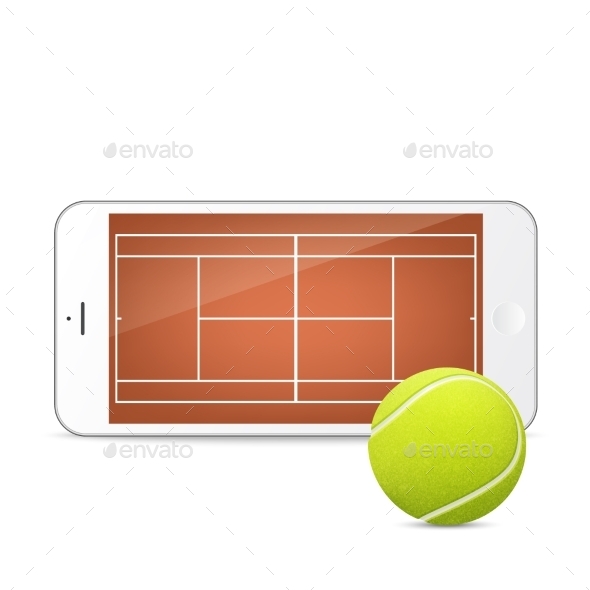 GraphicRiver White Smartphone With Tennis Ball And Field 11495199 GraphicRiver White Smartphone With Tennis Ball And Field 11495199