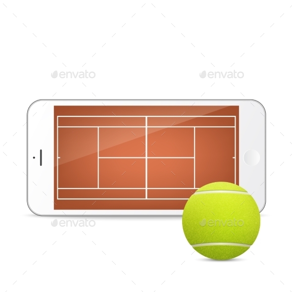 GraphicRiver White Vector Smartphone With Tennis Ball And Field 11495204 GraphicRiver White Vector Smartphone With Tennis Ball And Field 11495204