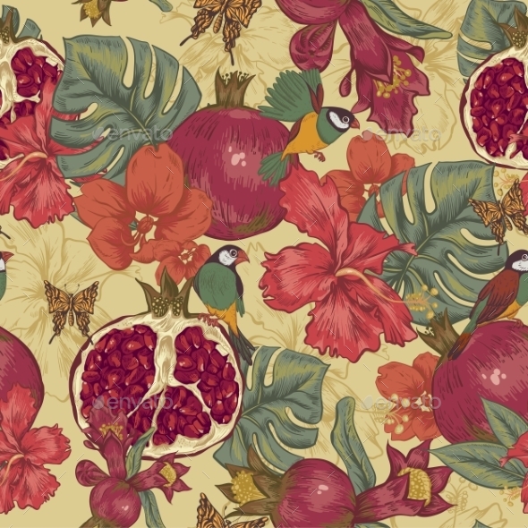 GraphicRiver Vintage Seamless Background Tropical Fruit 11498124 GraphicRiver Vintage Seamless Background Tropical Fruit 11498124