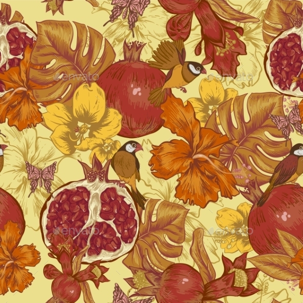 GraphicRiver Vintage Seamless Background Tropical Fruit 11498230 GraphicRiver Vintage Seamless Background Tropical Fruit 11498230